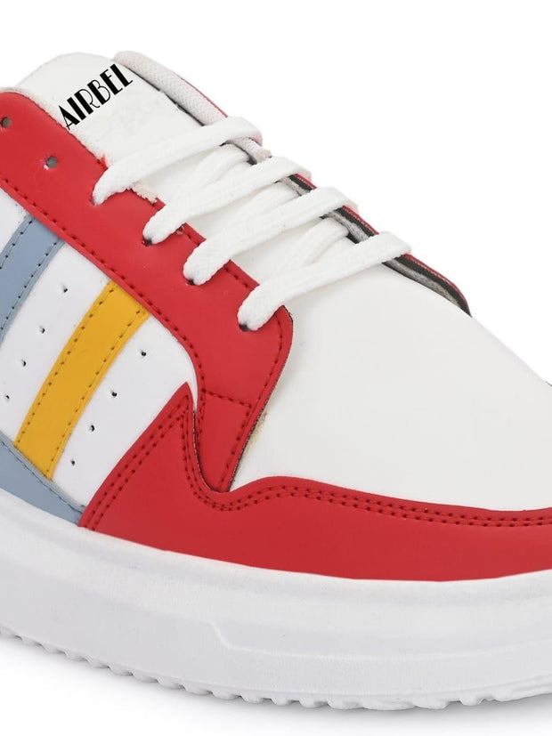 Airbell Synthetic Lace-ups Casual Sneaker for Men's (Red)